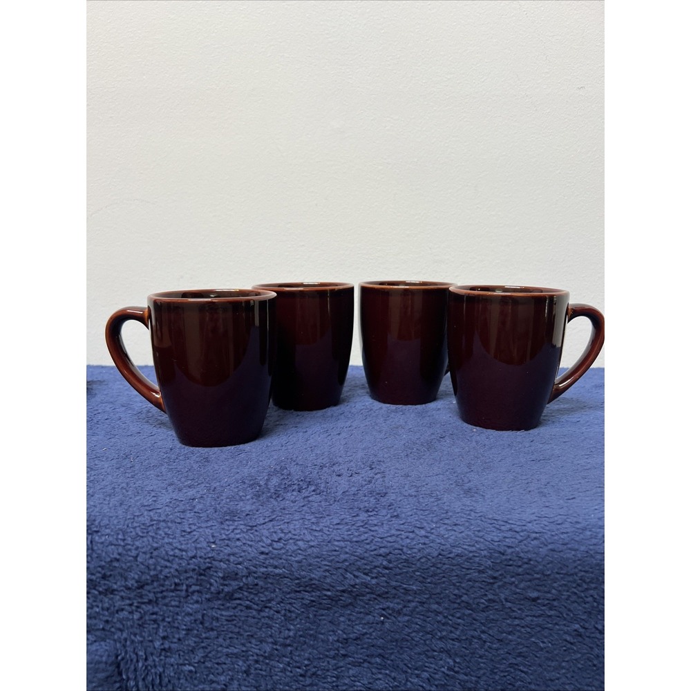 4 Home Trends Bazaar Brown Glazed‎ Coffee Cups Mugs  4 1/2" Tall